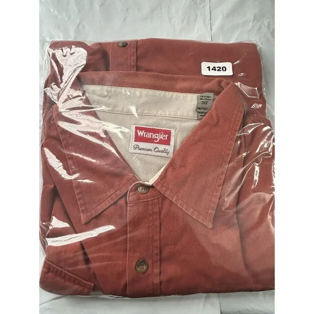 Wrangler Western Mens Button Down Shirt 3XL Terra Cotta/Red Long Sleeve Cotton - Picture 16 of 16